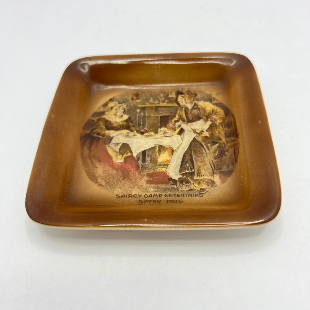Sandland Trinket Dish Charles Dickens Sairey Gamp Betsy Prig Staffordshire Vtg